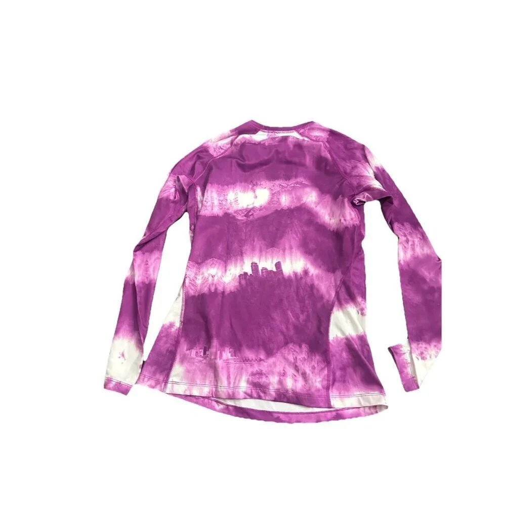 Nike Pro Combat Long Sleeve Tie Dye Purple Dri-fit  T-Shirt Sz Large Fitted